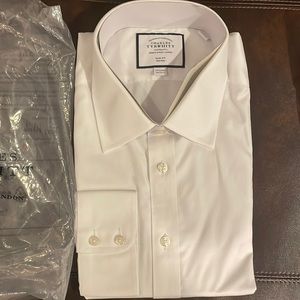 Charles Tyrwhitt Long Sleeve Dress Shirt Non Iron Size 17.5 - 36 Slim Fit